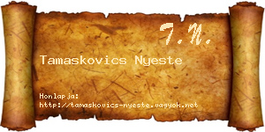 Tamaskovics Nyeste névjegykártya